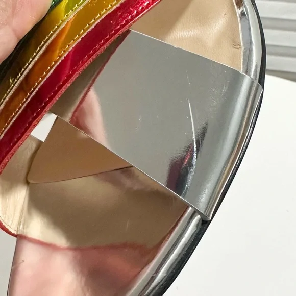 🌺CHRISTIAN LOUBOUTIN🌺 Arkenmule Silver Rainbow Mule Sandal Size: 36.5 - Picture 7 of 15